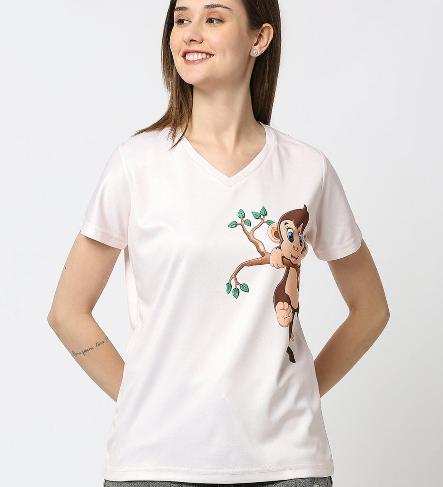 Peach V-Neck T-Shirt for Women