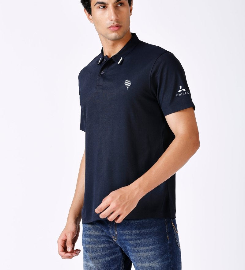 Matte Polo Golf t shirt Navy color with tipping