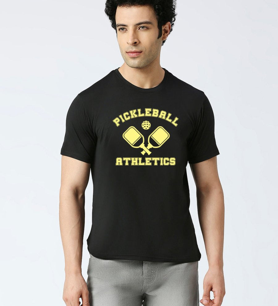 Pickleball t shirt black in color with quote Pickleball athletics