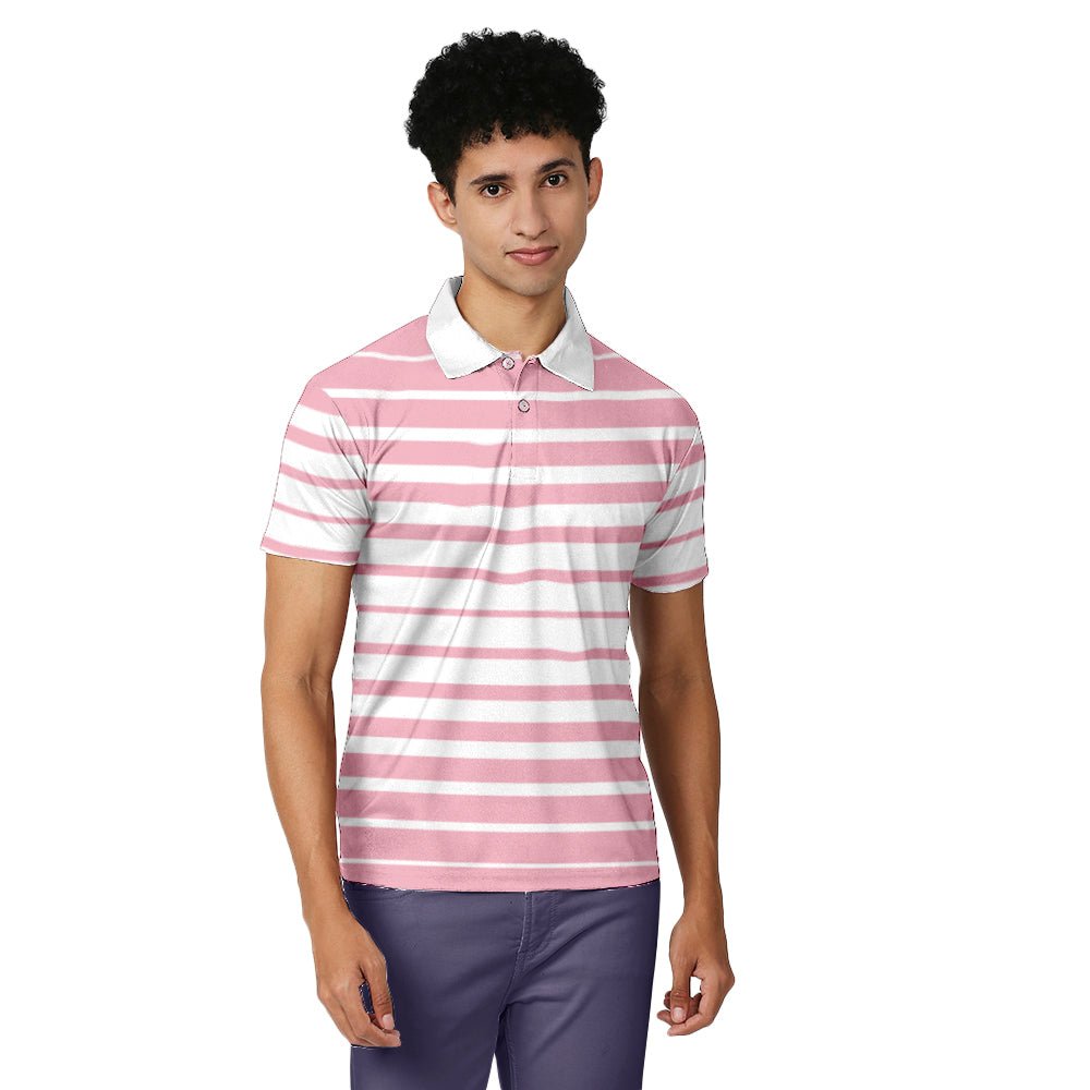 Men's Stripped Pink & White Polo T-shirt