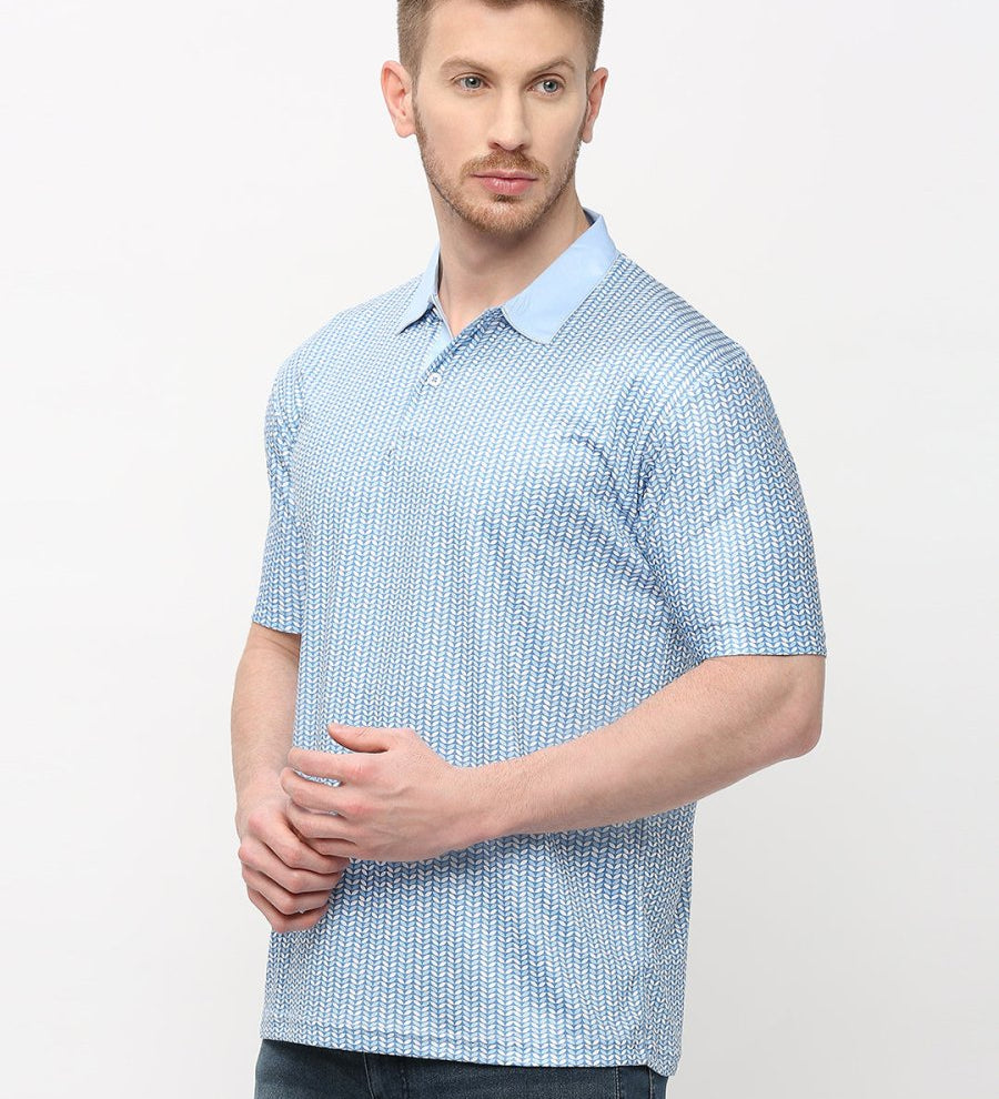 Blue Polo Collar T-shirt