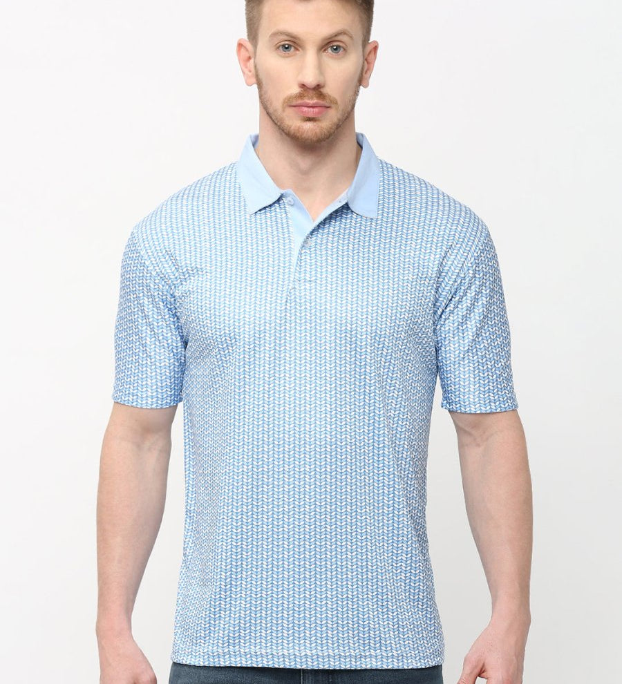 Blue Polo Collar T-shirt