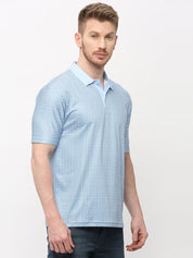 Men's All Over Print Blue Polo T-shirt