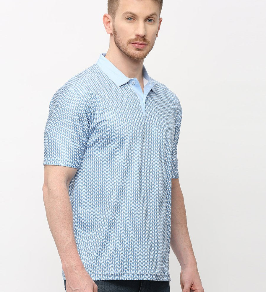 Blue Polo Collar T-shirt