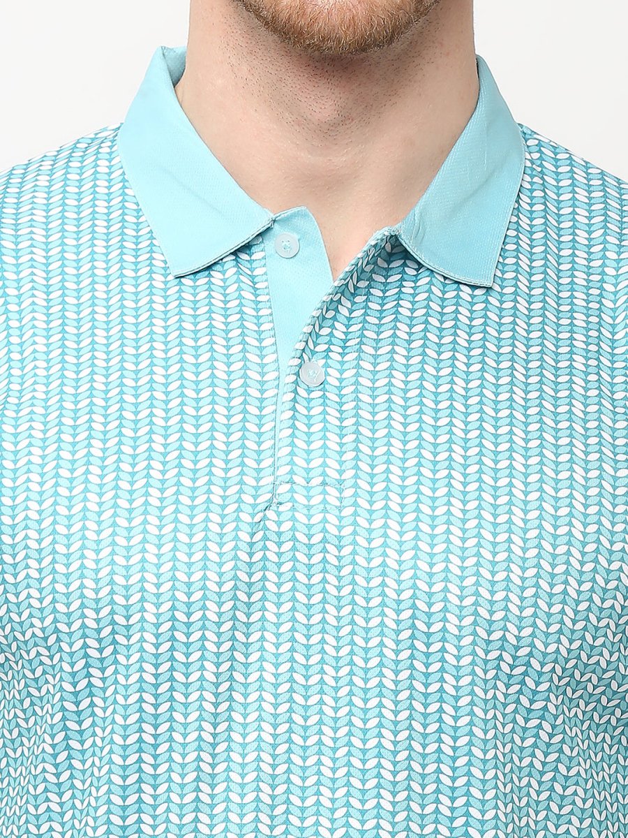 Men's Green All Over Print Polo T-shirt