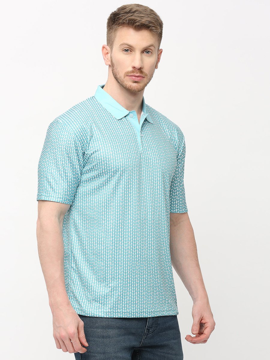 Men's Green All Over Print Polo T-shirt