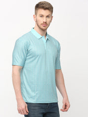 Men's Green All Over Print Polo T-shirt