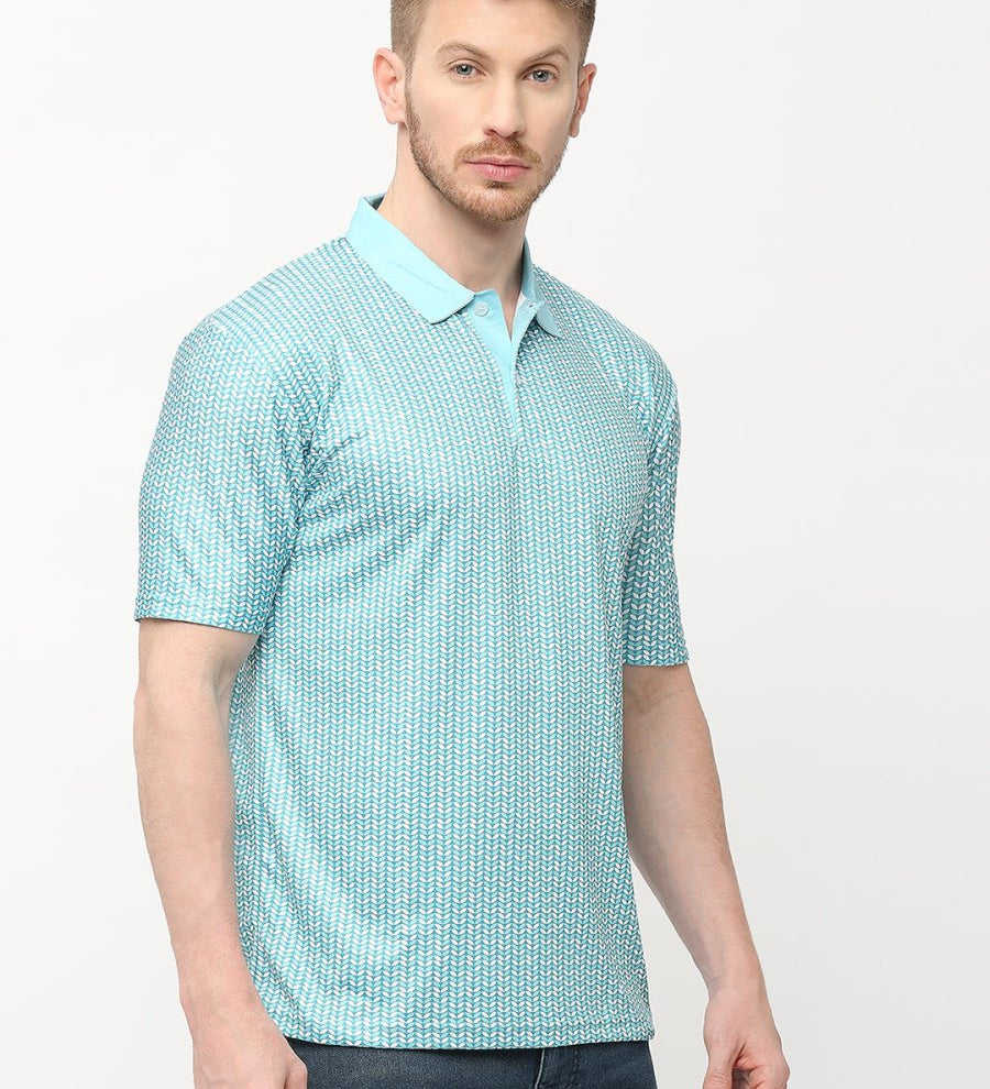 Green All Over Print Polo T-shirt