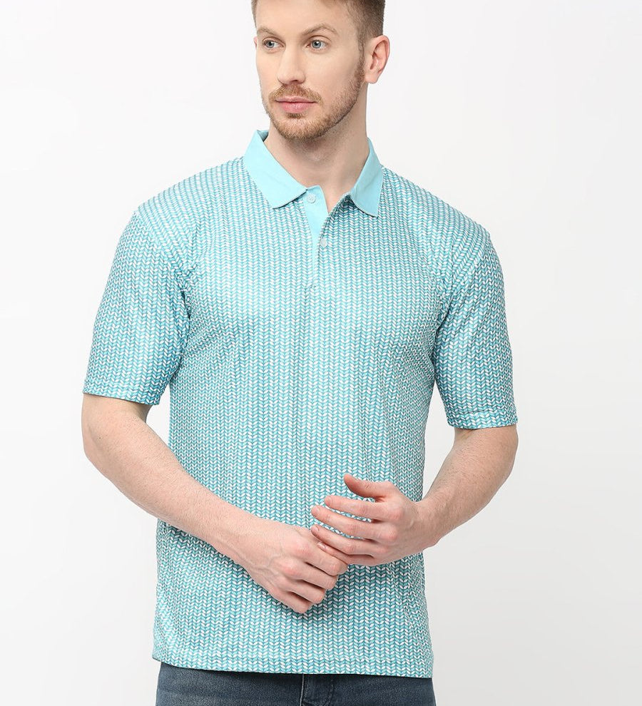 Green All Over Print Polo T-shirt