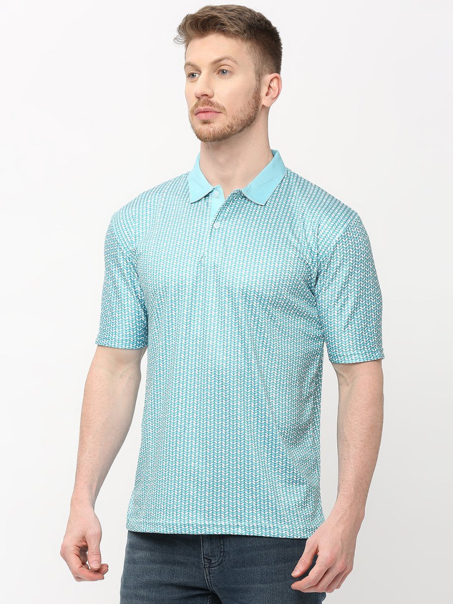 Men's Green All Over Print Polo T-shirt