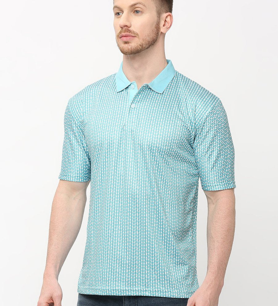 Green All Over Print Polo T-shirt
