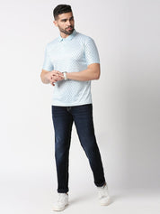 Blue Anchor Print Polo T-shirt