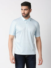 Blue Anchor Print Polo T-shirt