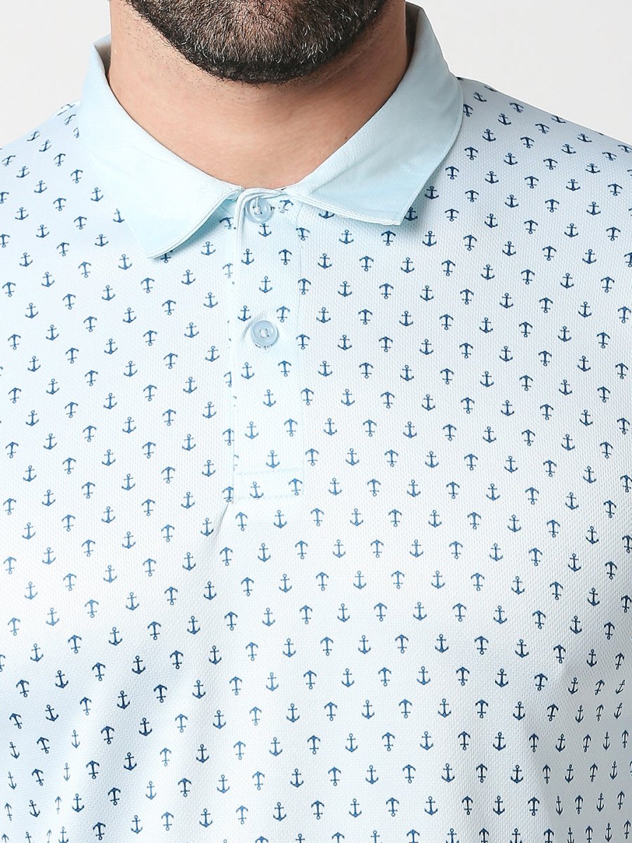 Blue Anchor Print Polo T-shirt