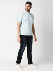 Blue Anchor Print Polo T-shirt