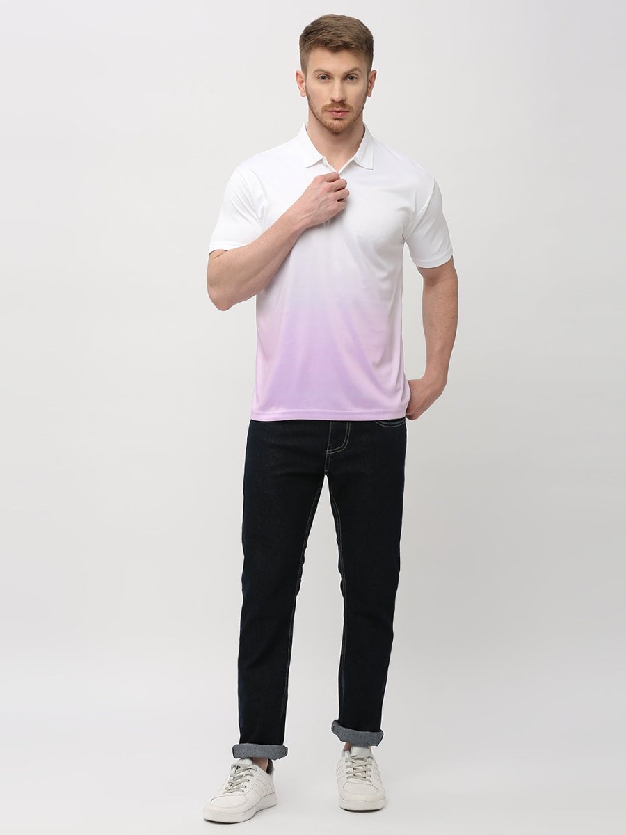 Men's Purple & White Ombre Polo T-shirt