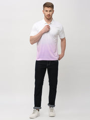 Men's Purple & White Ombre Polo T-shirt