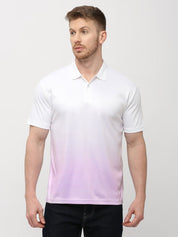 Men's Purple & White Ombre Polo T-shirt