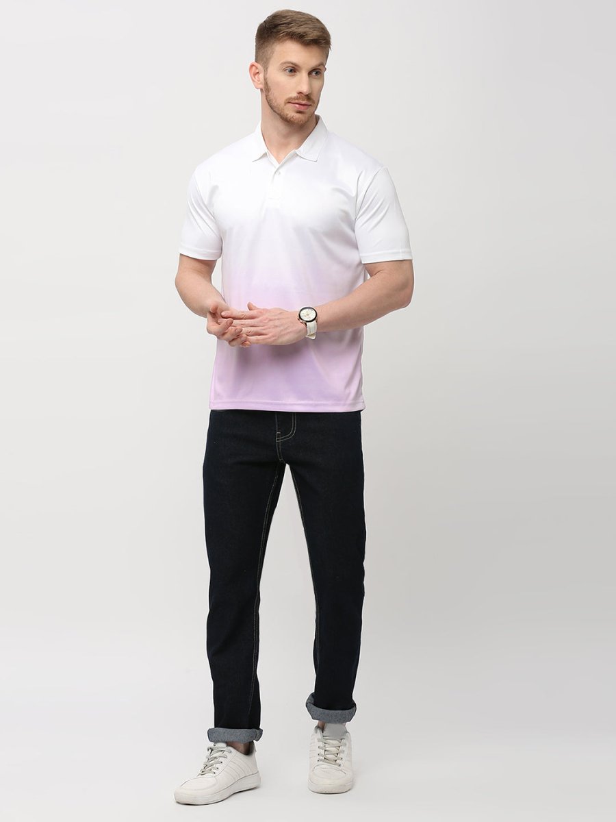 Men's Purple & White Ombre Polo T-shirt