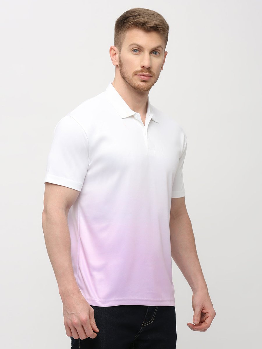 Men's Purple & White Ombre Polo T-shirt