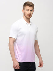 Men's Purple & White Ombre Polo T-shirt