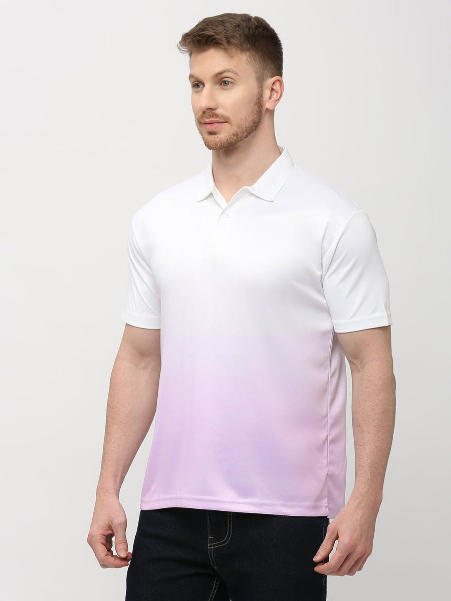 Men's Purple & White Ombre Polo T-shirt