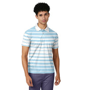 Jersey Stripped Polo Collar T-shirt Blue for Men