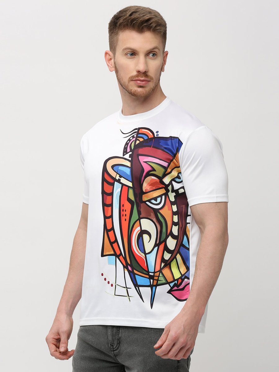 Men's Round White T-Shirt