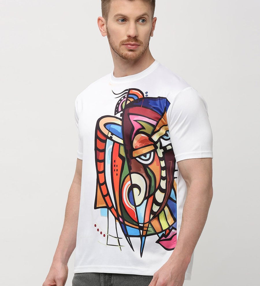 Men's Round White T-Shirt