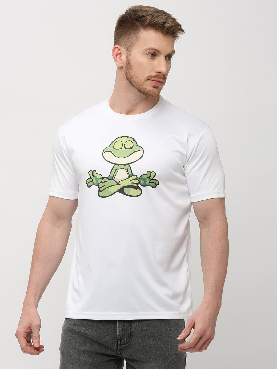 Solid Round Neck Frog Print T-shirt