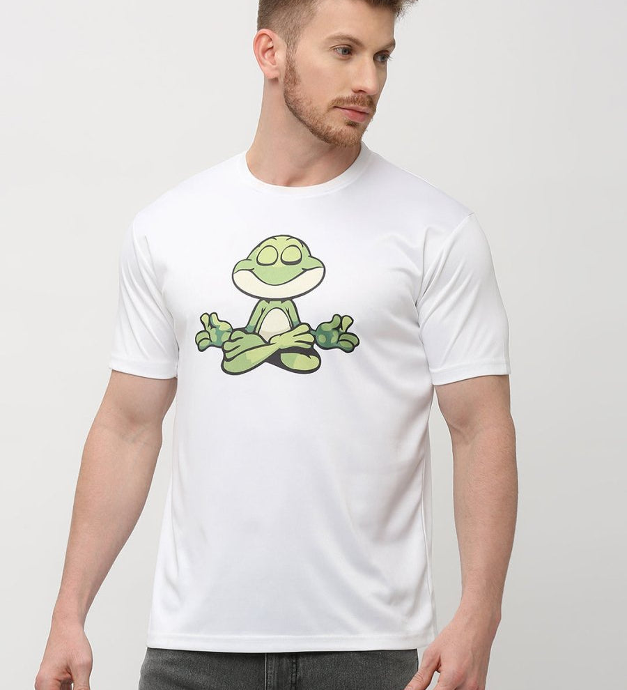 Solid Round Neck Frog Print T-shirt