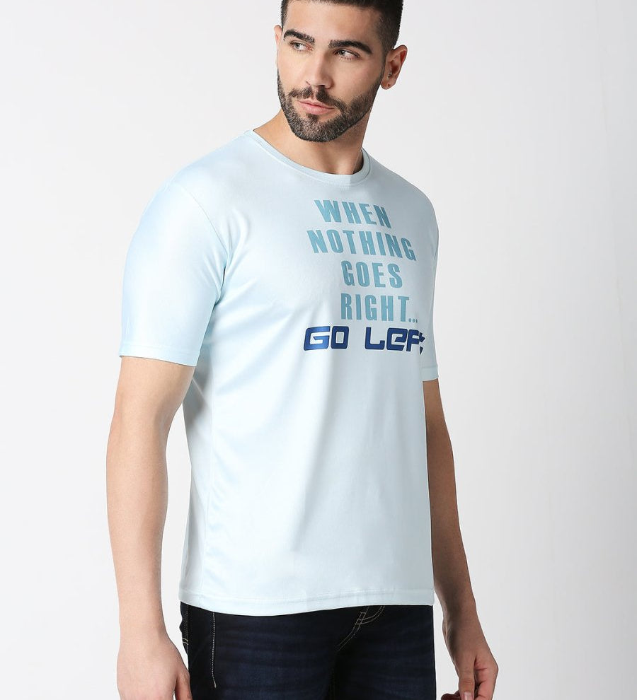 Round Neck Go Left Print T-shirt
