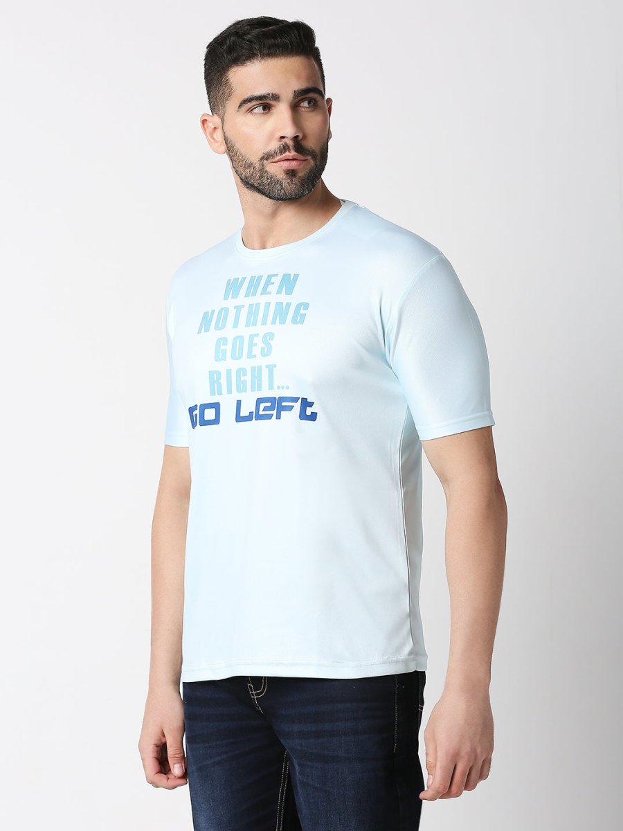 Round Neck Go Left Print T-shirt