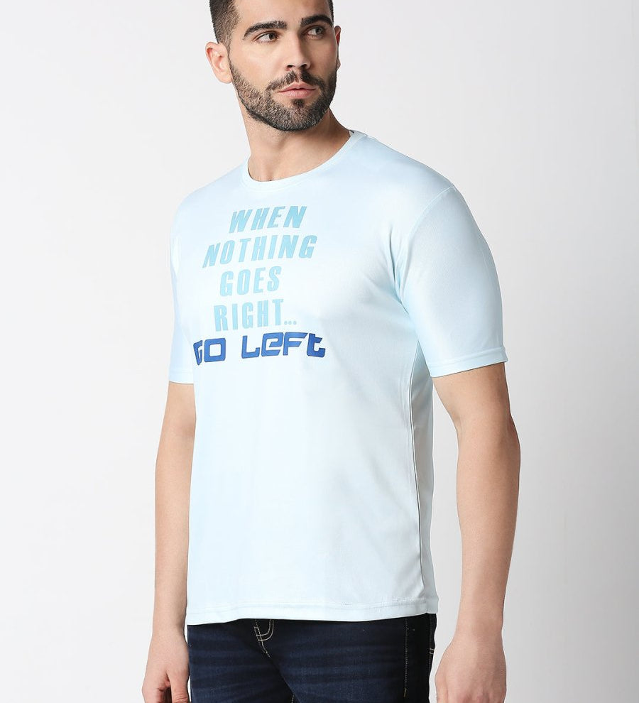 Round Neck Go Left Print T-shirt
