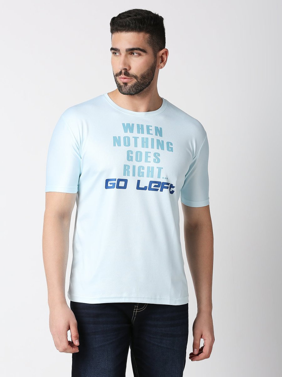 Round Neck Go Left Print T-shirt