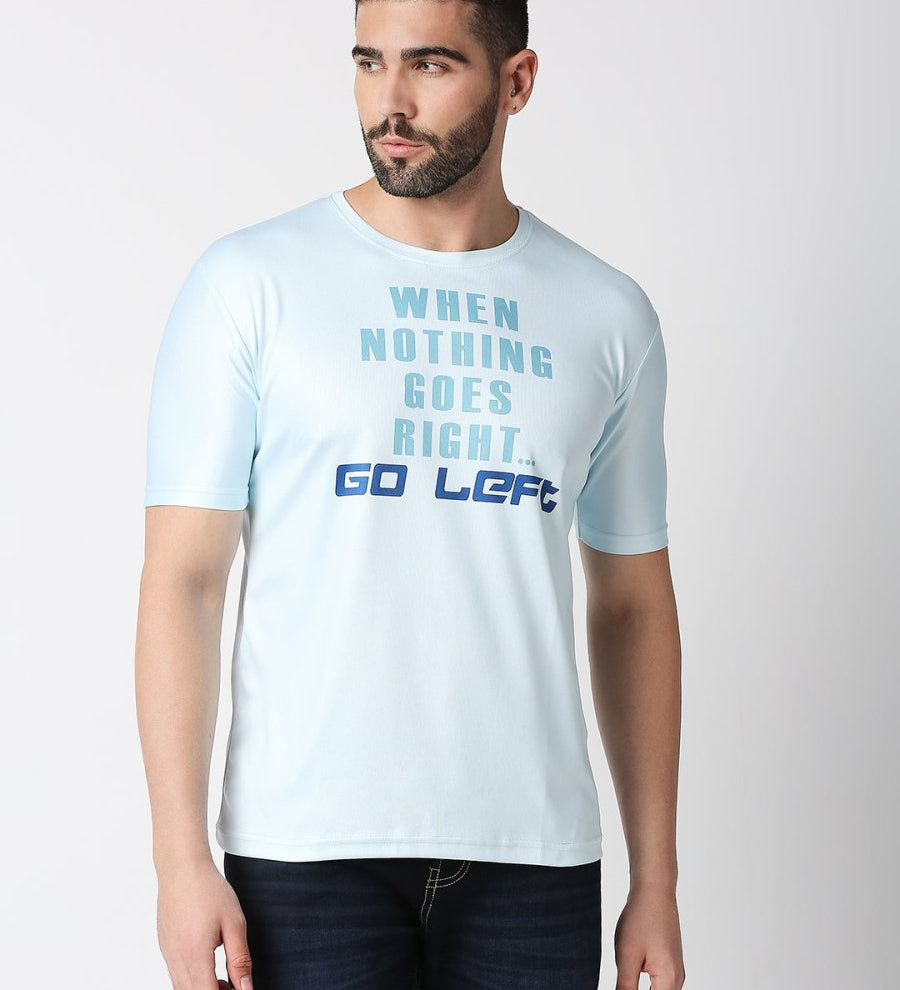 Round Neck Go Left Print T-shirt