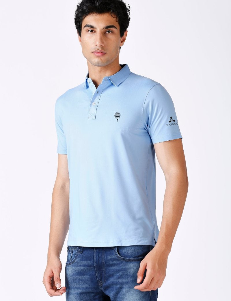 Golf Polo T Shirt Feather Touch Soft Material Sky Blue Color Side