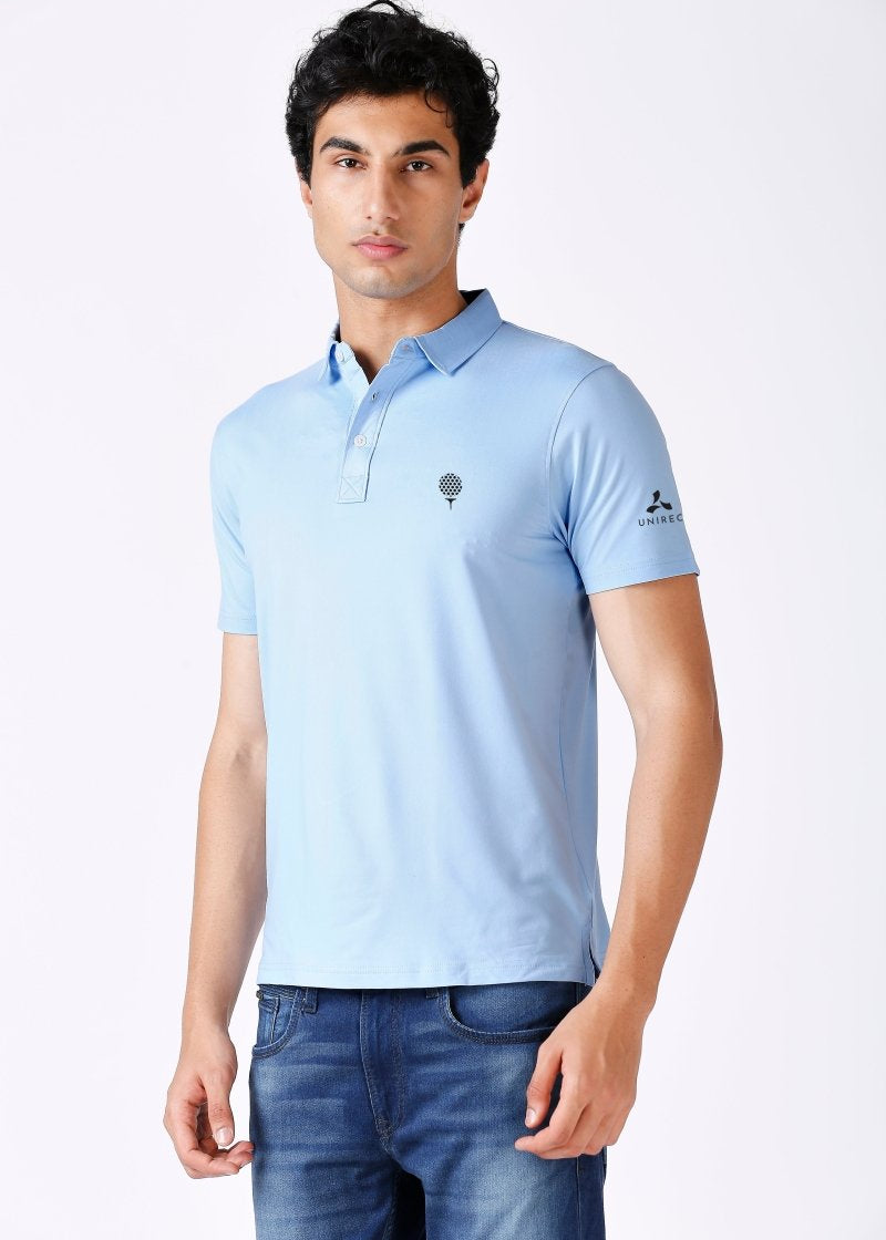 Golf Polo T Shirt Feather Touch Soft Material Sky Blue Color Side