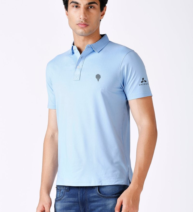 Golf Polo T Shirt Feather Touch Soft Material Sky Blue Color Side