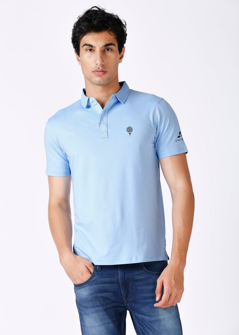 Golf Polo T Shirt Feather Touch Soft Material Sky Blue Color