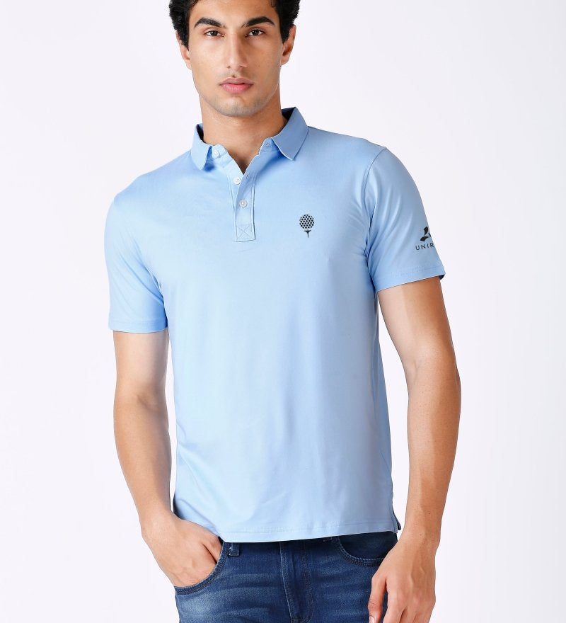 Golf Polo T Shirt Feather Touch Soft Material Sky Blue Color