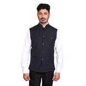 Solid Plain 3 Pocket Traditional Ethnic Sleeveless Jacket