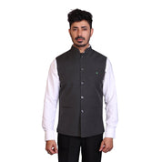 Solid Plain 3 Pocket Traditional Ethnic Sleeveless Jacket