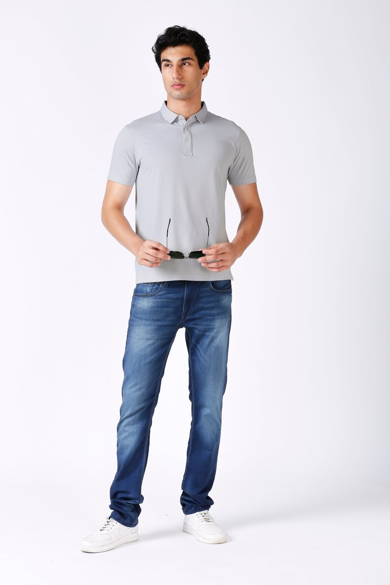 Sky Blue Feather Touch Polo T-shirt