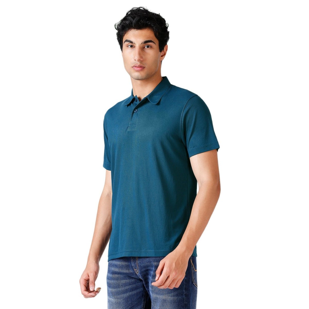 Combo Pack of 2 Men's Solid Matte Polo Collar Rama Blue & Wood Orange T-shirts