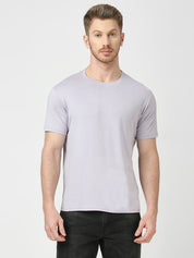 Solid Soft Feather Touch Lavender Round Neck T-Shirt for Men's