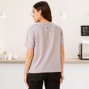 Solid Soft Feather Touch Lavender Round Neck T-Shirt Women's