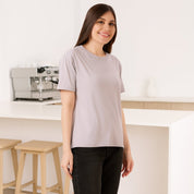 Solid Soft Feather Touch Lavender Round Neck T-Shirt Women's