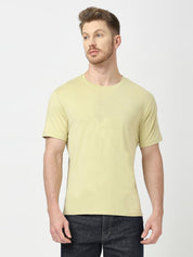 Solid Soft Feather Touch Olive Green Round Neck T-Shirt for Men's