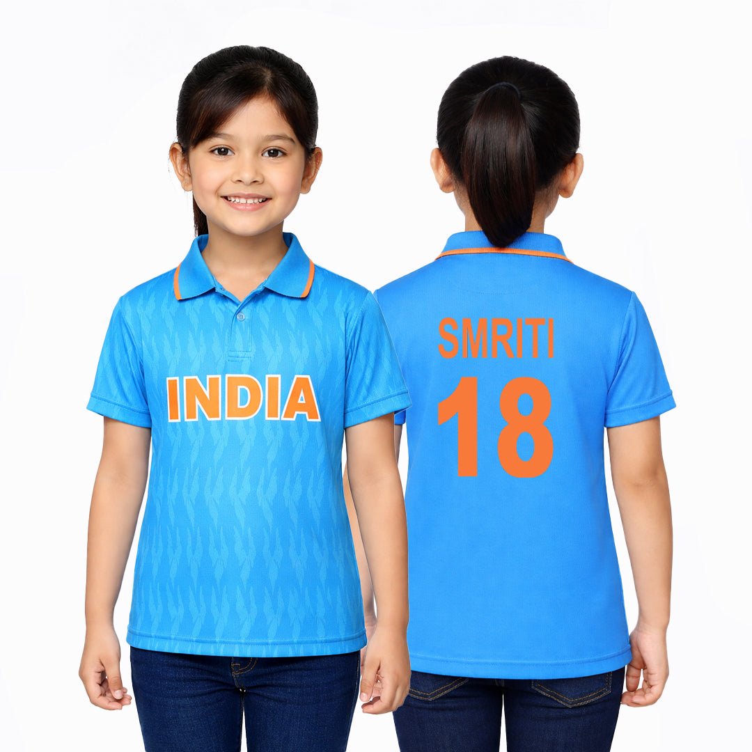 Team India Blue Smriti Mandhana Girls Jersey T-Shirt
